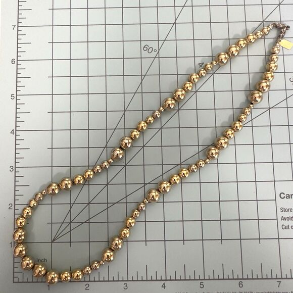 Karla Jordan Golden Metal Graduating Bead Necklace 20" Statement Vintage Stunner - Picture 7 of 7